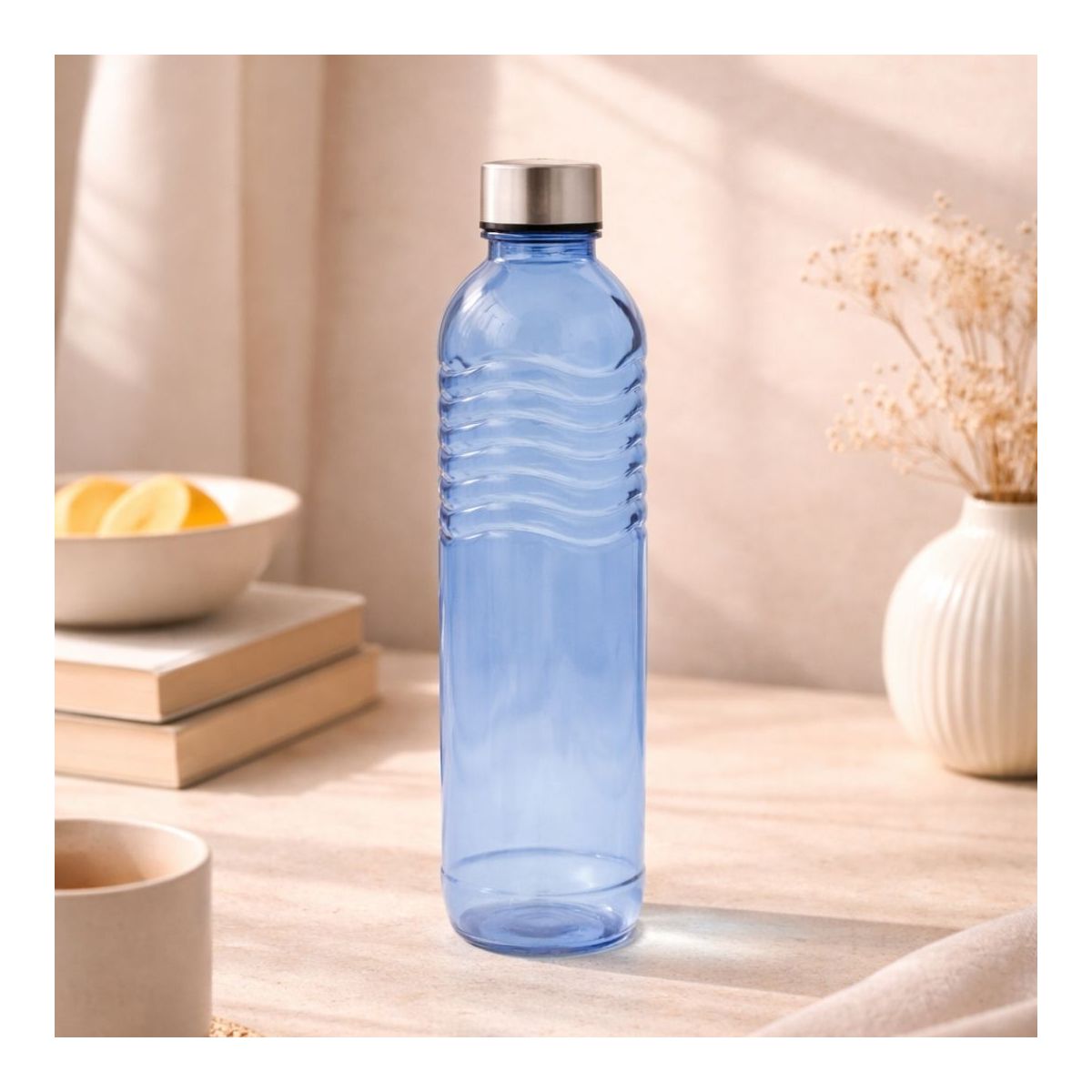 Bouteille bleue en verre coloré, GLOUPOP