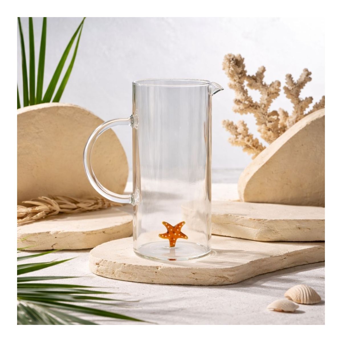 Carafe étoile de mer en verre, Ambre