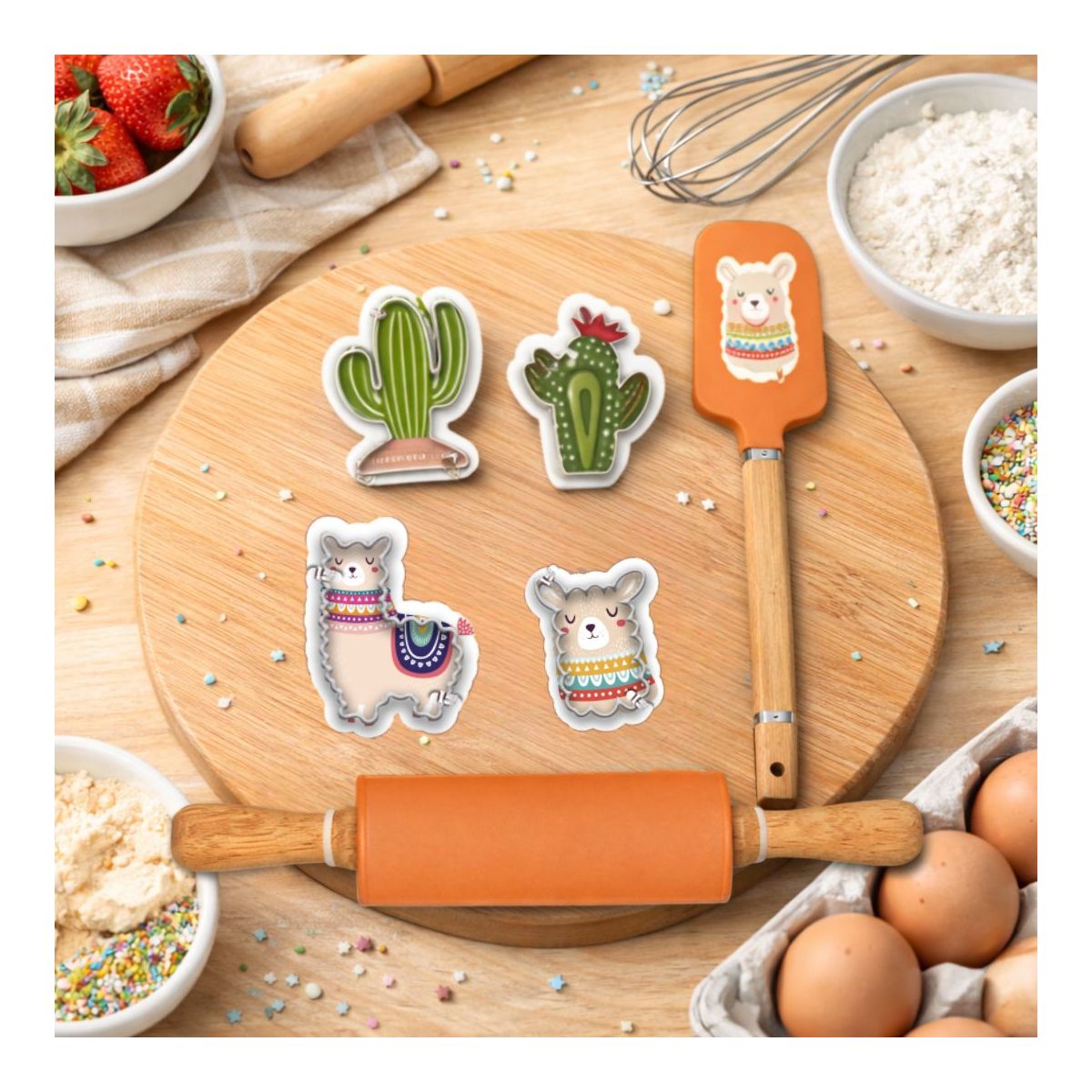 Lot de 6 accessoires forme Lama, HAPPY CAKE
