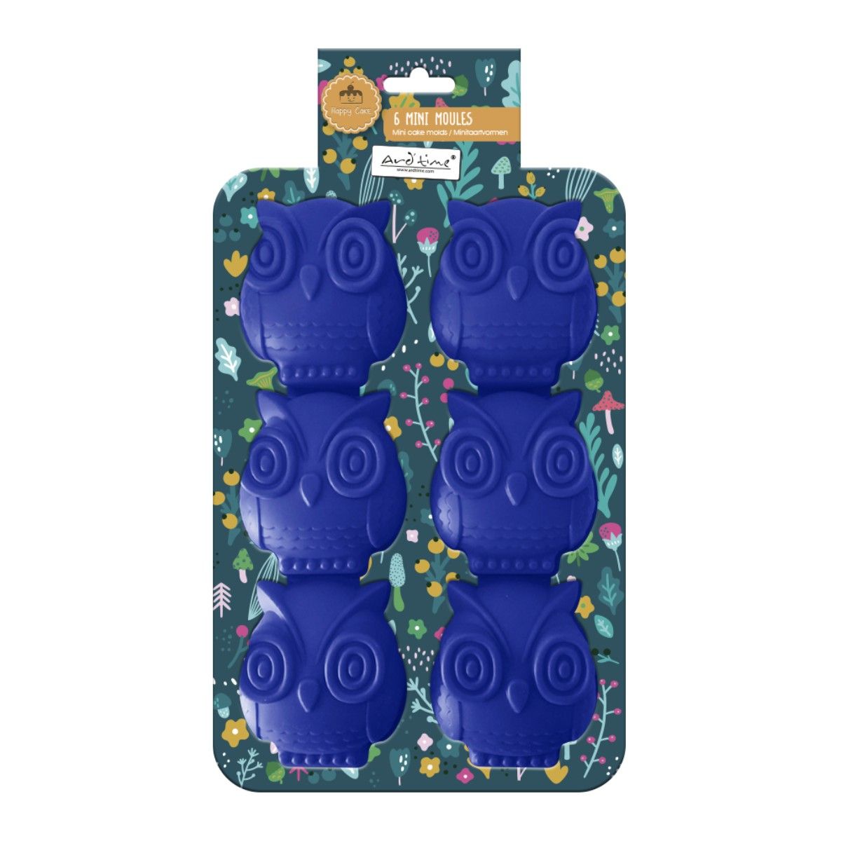Lot de 6 mini moules en silicone forme Hibou, HAPPY CAKE