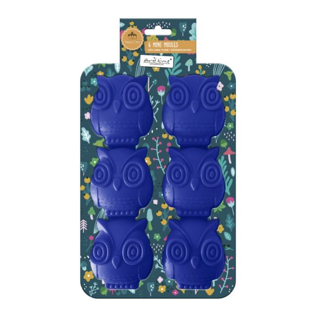 Lot de 6 mini moules en silicone forme Hibou, HAPPY CAKE