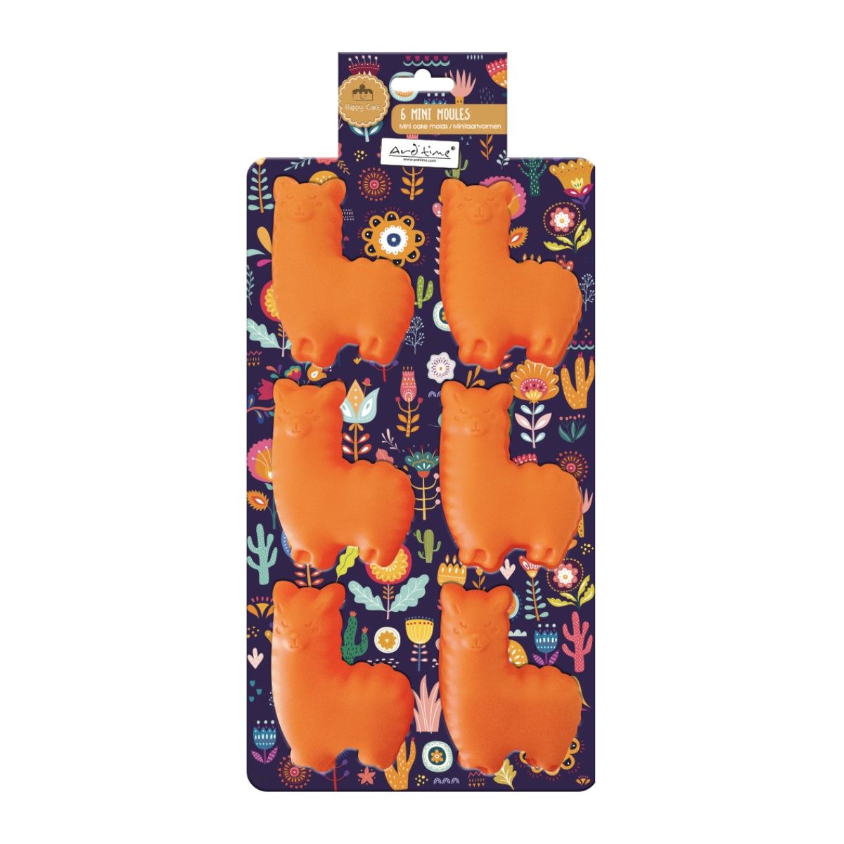 Lot de 6 mini moules en silicone forme Lama, HAPPY CAKE