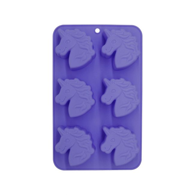 Lot de 6 mini moules en silicone forme Licorne, HAPPY CAKE