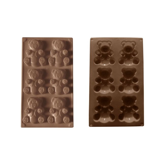 Lot de 6 mini moules en silicone forme Ours, HAPPY CAKE