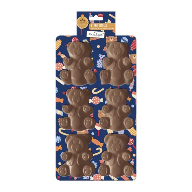 Lot de 6 mini moules en silicone forme Ours, HAPPY CAKE