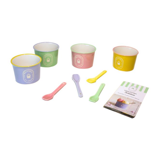 Coffret de 4 coupes à glaces et 4 cuillères, GELATERIA