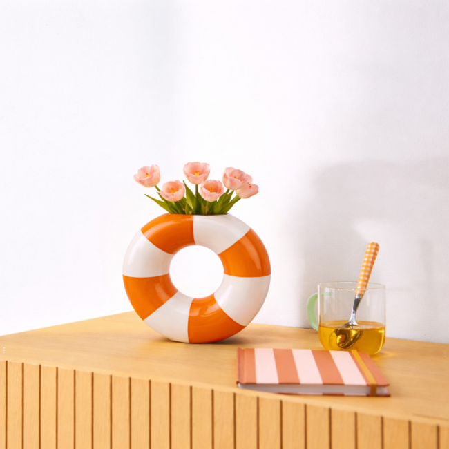 Vase en forme de bouée orange, Studio Rosalie