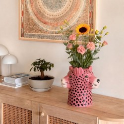 Vase forme tête de léopard rose, ZOELA