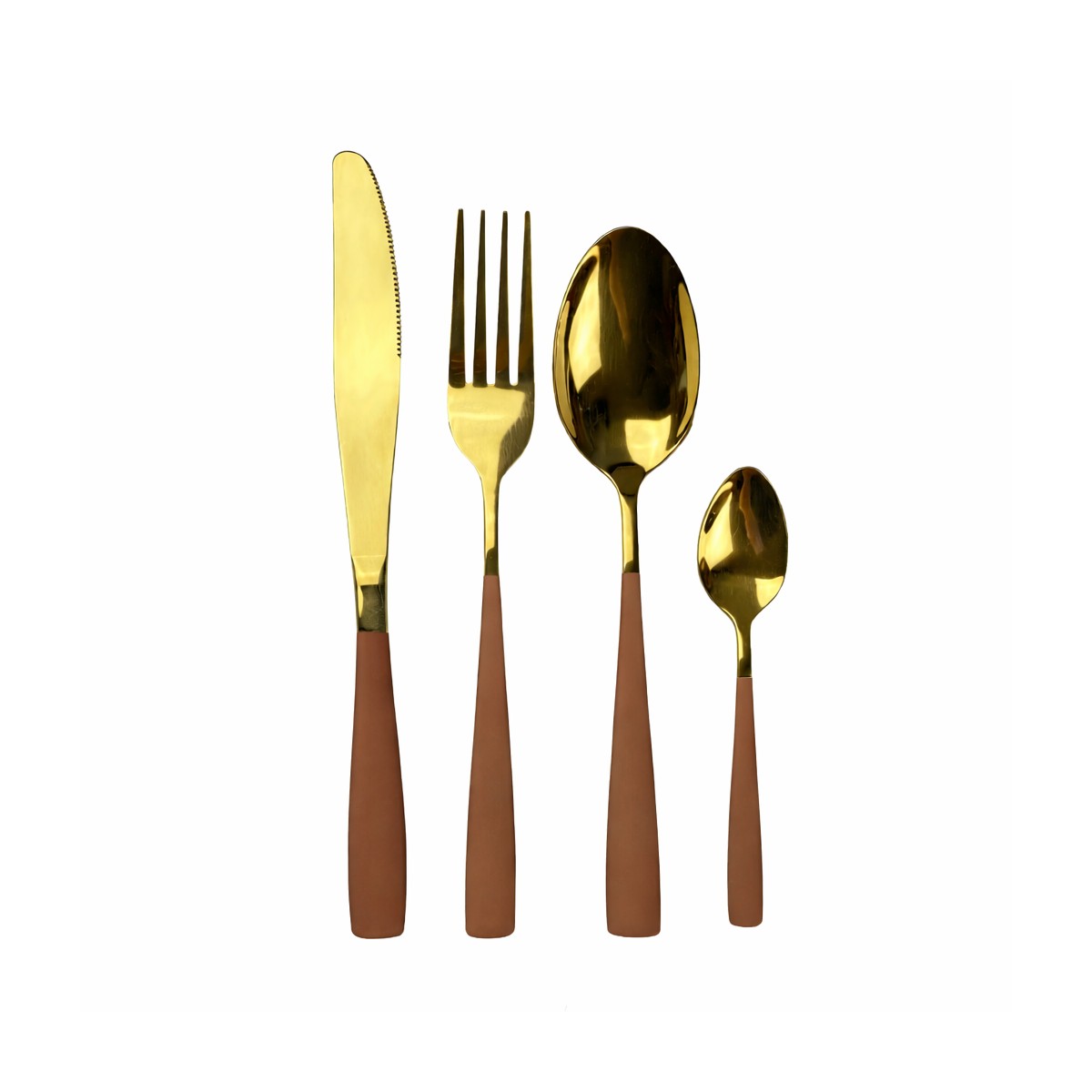Ménagère 16 pièces en inox gold et beige, YOKOTE