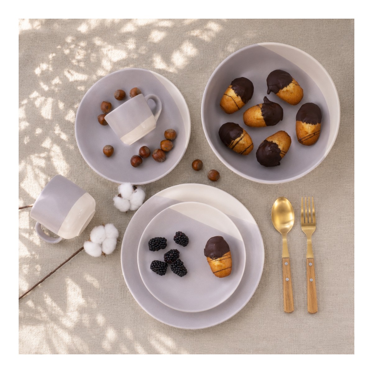 Lot de 6 assiettes à dessert, TERRE DE SIENNE