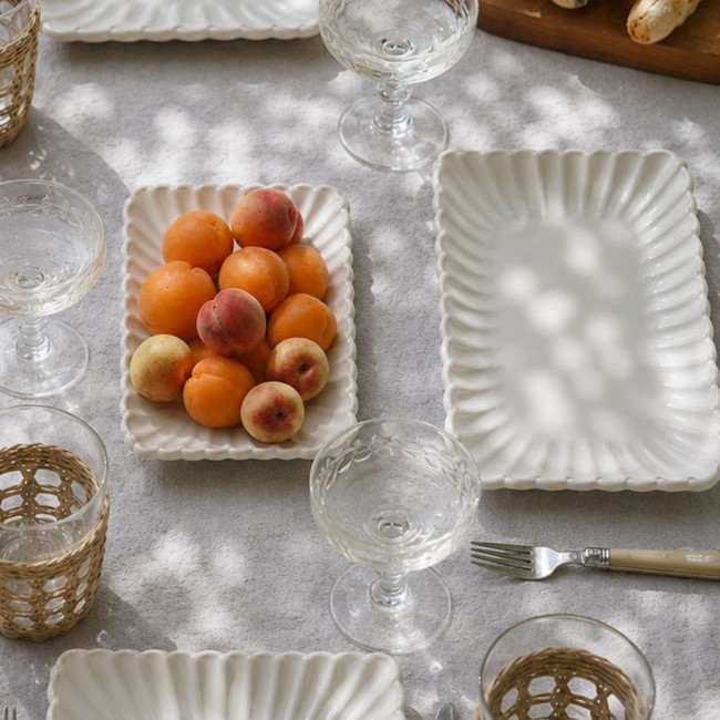 Lot de 6 petites assiettes rectangulaires, COQUILLAGE