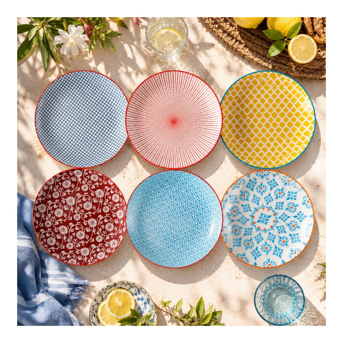 Lot de 6 grandes assiettes design 1, SABAE
